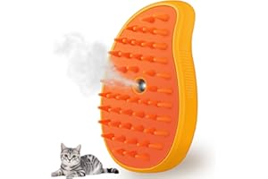 Cat Steam Brush, 3 In 1 Cat Steamy Brush, Silicone Massage Grooming Brush, Pet Hair Cleaning Brush Comb for Cats Dogs by ZITSMS(Yellow)