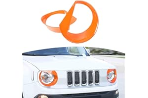 RT-TCZ for Renegade Headlight Cover Trim, Angry Eyes Front Light Bezels for Jeep Renegade 2016 2017 2018 Orange Exterior Accessories 2pcs