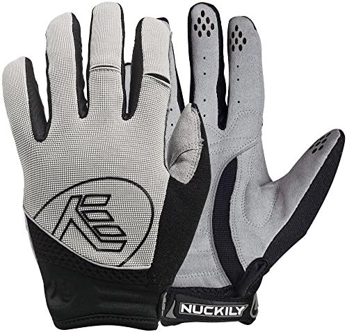 NUCKILY Autumn Winter Cold Weather Foam Padding Full Finger Gloves With Silicone Gripper Finger Tips Gray Large