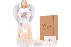 ACTLATI Guardian Angel Figurine, Angel Of Love Candle Holder Statue With Flickering Led Candle, Angel Figure Gifts for Valentine's Day, Sculpted Gifts For Lover To Show Love, Gratitude,Emotional