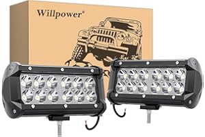‎WILLPOWER Willpower 2 Pcs LED Arbeitsscheinwerfer, 7 Zoll 36W Strahler, Scheinwerfer 12V für Auto Bagger Anhänger Traktoren LKW SUV Offroad