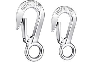 BAIYUANLI Lasthaken 2 Stück 200Kg und 300Kg Lasthaken mit Sicherung Große Öse Lasthaken Edelstahl Haken Kettenhaken Kranhaken Forsthaken Lasthaken für Seilwinde Kran Forstketten (Silber)