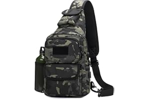 FANDARE Táctical Bolso Hombro Bolsa de Pecho Militar Bandoleras Cruzada con USB Bandolera Bolsos Bandolera para Hombres Mujer Escolar Senderismo Viaje Sling Crossbody Bag Negro Camo