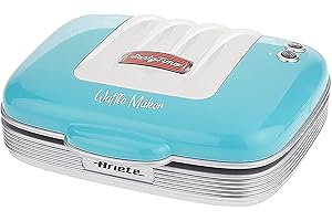 Ariete 1973 Waffle Maker Party Time - Piastra Elettrica per Waffle - Piastre Antiaderenti - 700 Watt - Azzurro