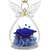 Angelo Con Rosa Eterna In Vetro - Regalo Per Mamma, Nonna, Donna, Compleanno, Natale, Vetro Spesso, Fiore Conservato - Foto 13
