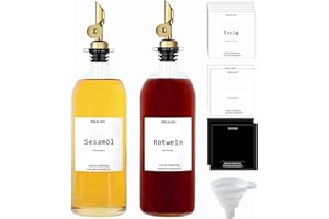 BIKALAN Lot de bouteilles d'huile et de vinaigre - Distributeur de sirop de café de 500 ml - Distributeur d'huile - Rinçage de bouche - Distributeur de sirop de café - Ouverture et fermeture