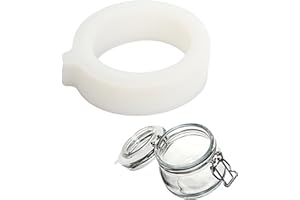 DEARBAG Confezione da 12 Guarnizioni di Ricambio in Silicone, 70 x 95 mm, Anti-Perdita, Guarnizioni per la Conservazione Della Freschezza per Barattoli di Cibo, Contenitori di Vetro (Bianco)