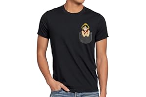 style3 Ruffy Bolsillo Camiseta para Hombre T-Shirt Piece Anime Japan One Pirat