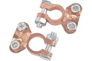 KOKOIE 2 Paar Batterie Polklemmen, Batterieklemmen Massiv, Autobatterie + Plus - Minus Batterie Pole Klemme, Kupfer Steckverbinder Positiv & Negativ für Auto Boot Wohnmobil Caravan und Batterien