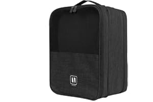 QIUPFGUT Borsa per Scarpe da Viaggio, Borsa per scarpe portatile, Borse per scarpe da viaggio, borsa per scarpe a 2 strati Borsa per scarpe da viaggio impermeabile, borsa trolley da viaggio (Nero)