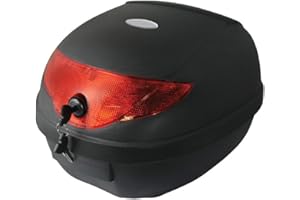 BIKE IT BIKETEK Motorcycle Top Box 24L ABS Top Box with Large Reflector 24 Litre Motorbike Scooter Bike Hard Luggage Touring Top Case Black