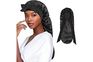 Mtbricey Satin Hair Cap, Extra Long Silk Sleep Caps for Women, Adjustable Satin Sleep Cap with Elastic Band, Silk Hair Cap for Sleeping, Hair Cap for Long Curly Hair Braid