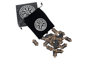 TREE2018 25 Pezzi di Pietre runiche magiche incise Set di Rune in Legno Nordico Fatte a Mano con Diversi Layout e significato delle Rune
