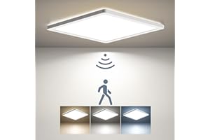 ‎BLNAN BLNAN LED Deckenleuchte mit Bewegungsmelder Radar, 24W Deckenlampe Flach mit Fernbedienung, Panel Bewegungssensor, Warm Neutral Kalt Weiß für Bad, Flur, Treppe, Toilette, Garage, Keller, Balkon 30cm
