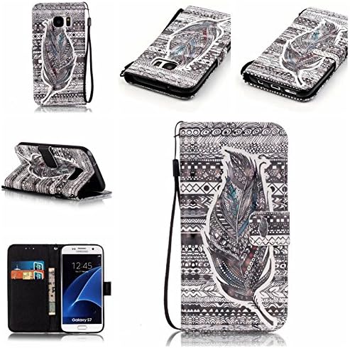 Uming® Retro Print Pattern Colorful Holster Cover Case ( Tribal Feather - for Samsung Galaxy S5 I9600 S5Neo ) Artificial-leather Flip with Bracket Stander Holder Credit Card Slot Wallet Hasp Magnet Button Shell Protective Mobile Cellphone Cover Bag