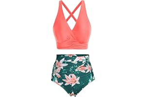 Hanna Nikole Women's Plus Size High Waist Bikini Set Push Up Swimsuit Ruched Tummy Control Swimwear Two-Piece Swimsuit