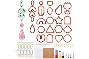 DanLink Juego de 142 Aretes de Arcilla Polimérica, Cortadores de Galletas de Arcilla con Tarjetas y Ganchos para Hacer Aretes, Joyería (Pudrición de Rost)