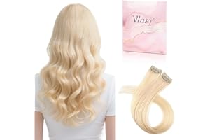 Vlasy Clip in Hair Extensions Real Human Hair, 2 Pcs Seamless Human Hair Extensions Clip in, Straight Light Blonde Double Weft Real Hair Clip Extensions 60A# 12 Inch