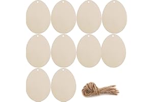 FGNUAY Unfinished Wooden Easter Egg Shape Cutouts Ornaments Easter Tree Hanging Decorations DIY Wood Crafts for Easter Party Favors Christmas Tree Fireplace Decor (Blank ~ 10 Pieces)
