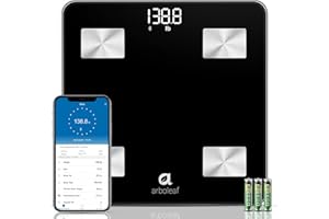 Scales for Body Weight, arboleaf Weighing Scales Digital Bathroom Scales with BMI and Body Fat 14 Body Composition Analysis, Bluetooth Weigh Scales with Smartphone App, Unlimited Users, 396 lb