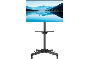 BONTEC TV Ständer Rollbar für 23-60 Zoll Plasma/LCD/LED Fernseher, Höhenverstellbarer TV Rollwagen mit Tablett und Nicht Markierenden Rollen, Max. VESA 400x400, Tragfähigkeit bis 40kg
