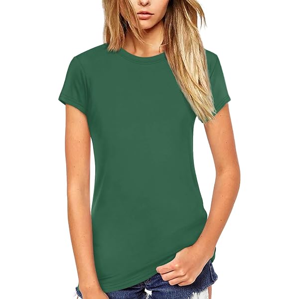 REKUCCI Women's Soft Scoop Neck T-Shirt - Rayon-Spandex Blend, Fitted Short Sleeve Tee, Multiple Colors