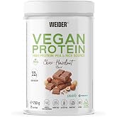 Weider Vegan Protein (750g) Chocolate Hazelnut, 100% Vegetable Pea Protein (Pisane) and Rice, With Vitamin B12, Monk Fruit an