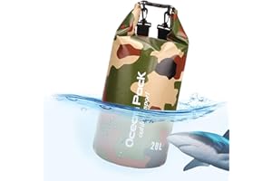 Idefair Borsa Impermeabile a Secco, Zaino da Spiaggia Galleggiante Borsa da Viaggio Leggero a Secco per la Spiaggia, Canottaggio, Pesca, Kayak, Nuoto, Rafting, Camping 5L 10L 15L 20L 30L