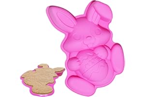 UTEFIF Molde de huevo de conejito de Pascua, 3D, antiadherente, con forma de conejo de Pascua, moldes de silicona, moldes de chocolate, diseño de Pascua, tamaño grande, para pastelería, tartas,