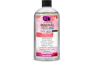 DD TECK Pure Mineral Oil Premium Food Safe, Chopping Board Oil, Cutting Board, Worktop, Butcher Blocks, Countertops Wood, Slate, Stone- Tasteless, odourless & Clear (30ml Cap)