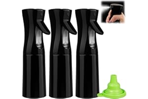 rietegio 3 Stück Sprühflasche mit 1 Faltbarer Trichter，200ml Schwarz Wasserzerstäuber Sprühnebler Leere Sprühflaschen zum Befüllen für Friseursalon, botanische Hydratation, Cleansing