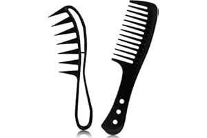 Sularpek Ensemble de 2 Peigne à Cheveux en Fibre de Carbone, Peigne de Requin, Peigne à Dents Larges, Peigne à Cheveux Bouclés, pour Coiffure Cheveux Secs et Épais, Longs Humides, Cheveux Bouclés