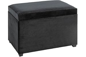 HAKU Möbel Sitztruhe schwarz, MDF, Textilgewebe Cord - Maße: B 58 cm x H 42 cm x T 39 cm, Style: Modern