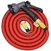 Produktbild Yuno 100 FT Gartenschlauch Expandierbares Massivem Messing Befestigung Hahn Kutteln Latex Schicht Kern Strecken Stoff 8 Funktionen Sprühgerät, Wasser Schlauch erweitert bis zu 30m Rot