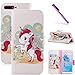 Produktbild COTDINFOR Huawei Honor 7A Hülle für Lederhülle Hülle süß Schutzhülle PU Leder Flip Case Protective Cover Tasche Schale mit Magnet Standfunktion Etui für Huawei Y6 2018 Red Unicorn BF.