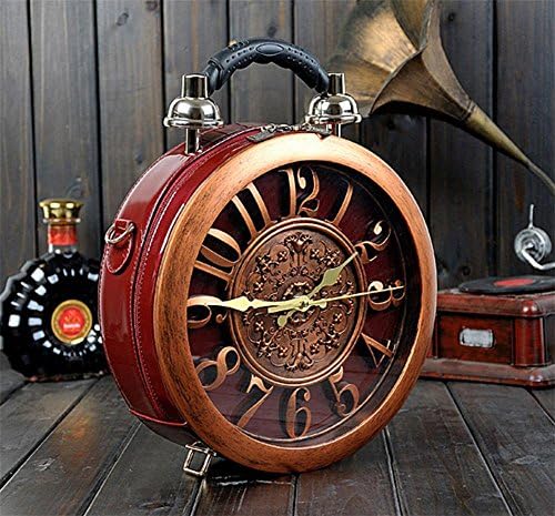 YANX Fashion ladies personalized alarm clock type portable diagonal package banquet package (28 * 28 * 9cm) , red