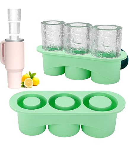 Stampo per cubetti di ghiaccio per tazze Stanley da 850,5-1,134 g, in silicone con coperchio, per congelatore, 3 cubetti di ghiaccio vuoti a forma di cuore, per raffreddare cocktail, whisky, bevande
