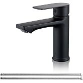 BELZ Sink Mixer Tap, Black 96 mm Bathroom Mixer Tap | Easy installation G3/8 monotube, includes quick hoses. Ideal for guest