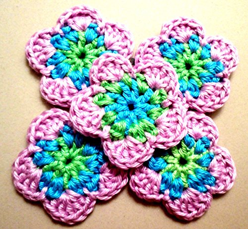 Häkelblumen handmade 5 Stück Applikationen Nähen Bastelbedarf Ƹ̵̡Ӝ̵̨̄Ʒ ~ 3,5-4cm