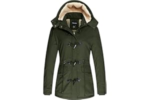 Wantdo Women's Windproof Warm Coat Winter Casual Fleece Coat Classic Cotton Hoodie Jacket Ladies Slim Fit Jacket