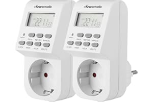 DEWENWILS Temporizador Enchufe Digital para Interior, con 20 Programas de Conmutación Configurables, Temporizador para Pantalla LCD, para Lámparas, Cafetera, 16A/3680W, Paquete de 2 Unidades