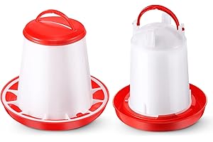 PATELAI Kit Mangiatoia e Abbeveratoio per Pulcini Mangiatoia per Pollame da Appendere in Plastica Bevitore di Pollame Fontana per Fattoria, Set Abbeveratoio da 1,5 L e Alimentatore da 1,5 Kg