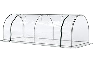 Outsunny Serre de Jardin Tunnel Serre à tomates 2,5L x 1l x 0,8H m Grande Porte zippée bâche PVC Transparent métal époxy Vert