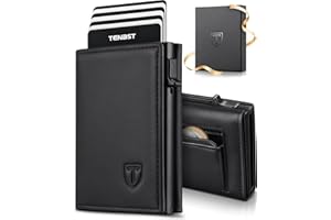 TENBST Portafoglio Uomo Slim, Magnetico Porta Carte di Credito Uomo con RFID Anticlonazione, Portacarte Uomo Piccolo, Porta Tessere con Portamonete e Contanti, Idea Regalo Uomo - Nero