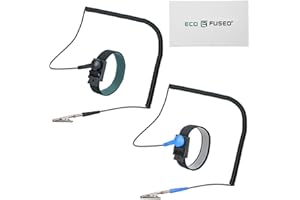 ECO-FUSED Anti Static Wrist Straps - 2 Pack - Reusable - Equipped with Grounding Wire and Alligator Clip - Enables You to Ground Yourself - Adjustable to Fit Up to Size XL (157.4 inches)