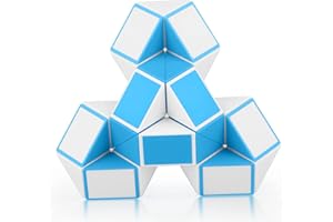 SISYS Serpiente Magica 24 Bloques Magic Snake Puzzle Cubo Magico de Serpiente Juegos de Rompecabezas para Niños y Aldult, Blanco Azul