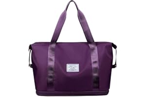 YXQSED Sac de Voyage Grande Capacité Sac de Sport et de Fitness Imperméable Sac Bagages Extensible Homme Femme, Pack Weekend Séparation Humide et Sèche Bagage à Main Sacoche d'avion Pourpre foncé