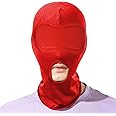 Unisex Full Cover Hood Mask Elastic Black Breathable Head Mask Opened Mouth Show Eyes Face Mask for Adult Cosplay Costume Hood Headgear for Couple Games Party Carnival Night Role Playing Mask