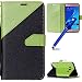 Produktbild MoreChioce kompatibel mit Galaxy J7 2016 Lederhülle,Bunt Hülle kompatibel mit Samsung Galaxy J7 2016,Bookstyle Leder Wallet Klappbar Stand Flip Ledertasche Magnetverschluß Schwarz + Grün,EINWEG