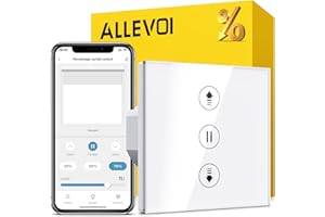 Allevoi Wlan Rolladenschalter mit Prozentfunktion, Smart Rolladen Zeitschaltuhr Sprachsteuerung, Kompatibel mit Alexa/Google Home/Smart Life, Jalousien Rolladensteuerung Benötigt Nullleiter